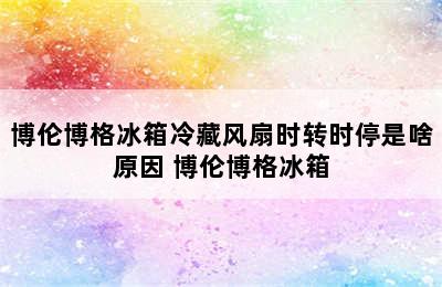 博伦博格冰箱冷藏风扇时转时停是啥原因 博伦博格冰箱